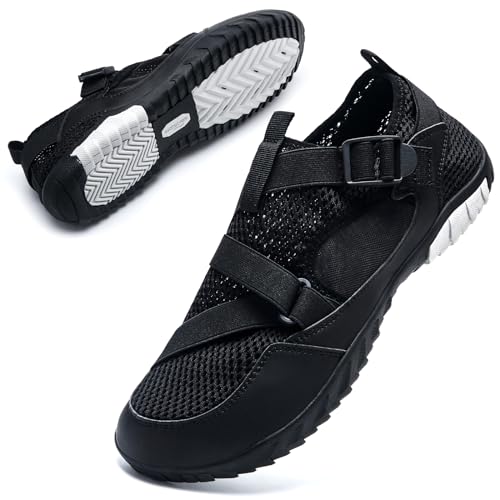 Herren Damen Badeschuhe Strandschuhe Wasserschuhe Schwimmschuhe Aquaschuhe Sommer Surfschuhe Barfußschuhe Schnelltrocknend(Schwarz,41 EU) von WateLves