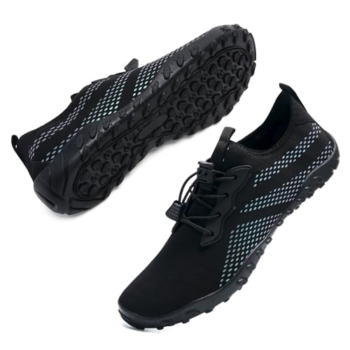 Herren Damen Badeschuhe Strandschuhe Wasserschuhe Schwimmschuhe Aquaschuhe Sommer Surfschuhe Barfußschuhe Schnelltrocknend(Schwarz,42 EU) von WateLves