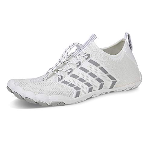 Herren Damen Badeschuhe Strandschuhe Wasserschuhe Schwimmschuhe Aquaschuhe Sommer Surfschuhe Barfußschuhe Schnelltrocknend(Weiß,36 EU) von WateLves