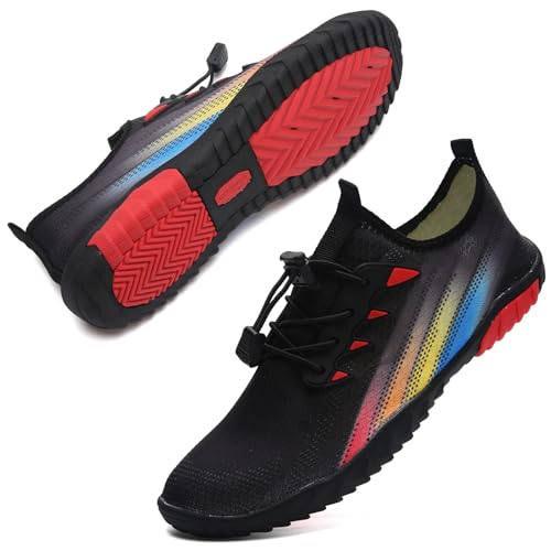 Herren Damen Badeschuhe Strandschuhe Wasserschuhe Schwimmschuhe Aquaschuhe Sommer Surfschuhe Barfußschuhe Schnelltrocknend(schwarz,38 EU) von WateLves