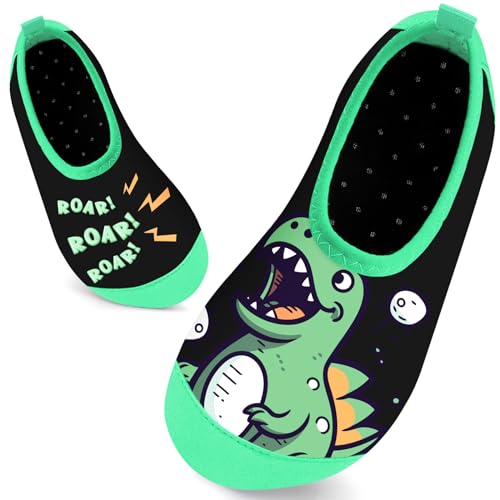 Kinder Badeschuhe Schwimmschuhe Wasserschuhe Jungen Baby Strandschuhe Aquaschuhe Schnell Trocknend für Beach Pool(Brüllende Dinosaurier22/23) von WateLves