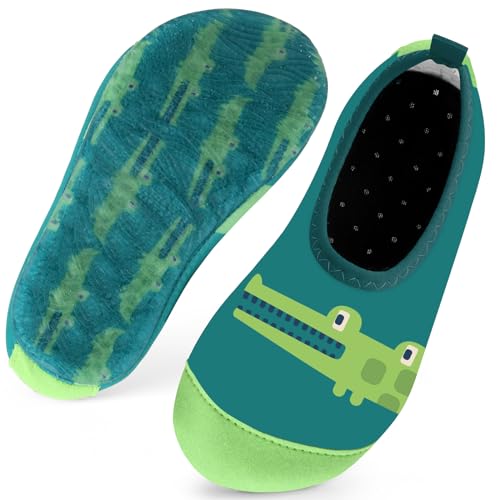 Kinder Badeschuhe Schwimmschuhe Wasserschuhe Jungen Baby Strandschuhe Aquaschuhe Schnell Trocknend für Beach Pool(Crocodiles Grün16/17) von WateLves