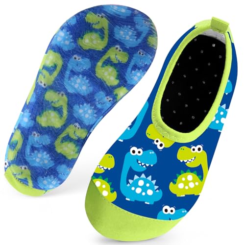 Kinder Badeschuhe Schwimmschuhe Wasserschuhe Jungen Baby Strandschuhe Aquaschuhe Schnell Trocknend für Beach Pool(Dinosaurs Blau18/19) von WateLves