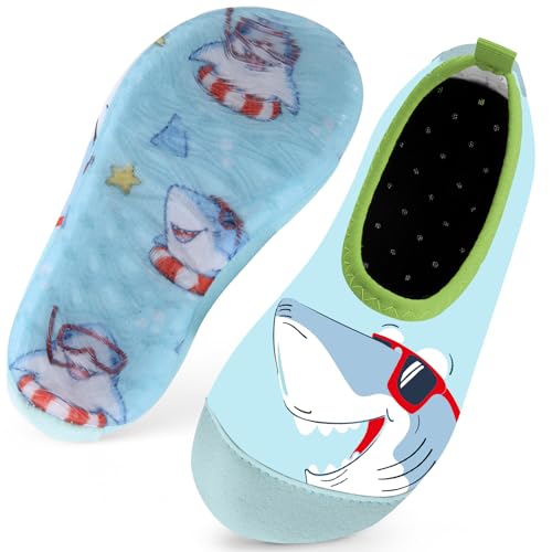 Kinder Badeschuhe Schwimmschuhe Wasserschuhe Jungen Baby Strandschuhe Aquaschuhe Schnell Trocknend für Beach Pool(Shark Blau20/21) von WateLves