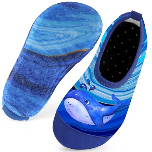 Kinder Badeschuhe Schwimmschuhe Wasserschuhe Jungen Baby Strandschuhe Aquaschuhe Schnell Trocknend für Beach Pool(Wale Blau16/17) von WateLves