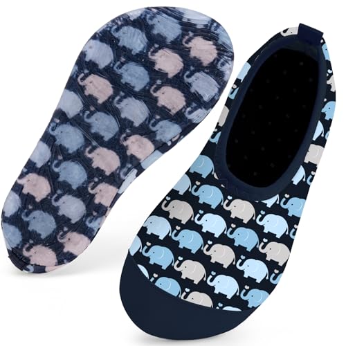 Kinder Badeschuhe Schwimmschuhe Wasserschuhe Mädchen Baby Strandschuhe Aquaschuhe Schnell Trocknend für Beach Pool(Baby Elefant Dunkelblau16/17) von WateLves