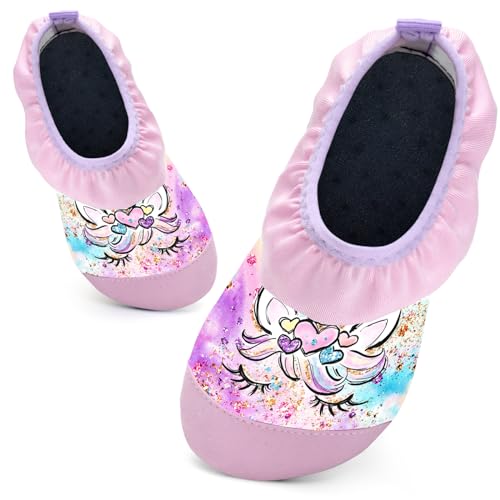 Kinder Badeschuhe Schwimmschuhe Wasserschuhe Mädchen Baby Strandschuhe Aquaschuhe Schnell Trocknend für Beach Pool(DJS Rosa22/23) von WateLves