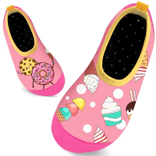 Kinder Badeschuhe Schwimmschuhe Wasserschuhe Mädchen Baby Strandschuhe Aquaschuhe Schnell Trocknend für Beach Pool(Krapfen Rosa24/25) von WateLves