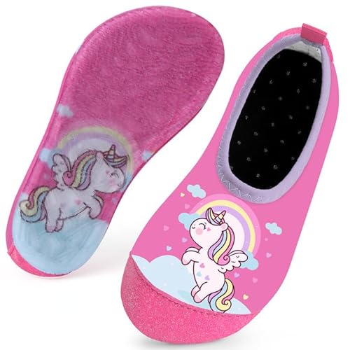 Kinder Badeschuhe Schwimmschuhe Wasserschuhe Mädchen Baby Strandschuhe Aquaschuhe Schnell Trocknend für Beach Pool(Unicorn Rosa16/17) von WateLves