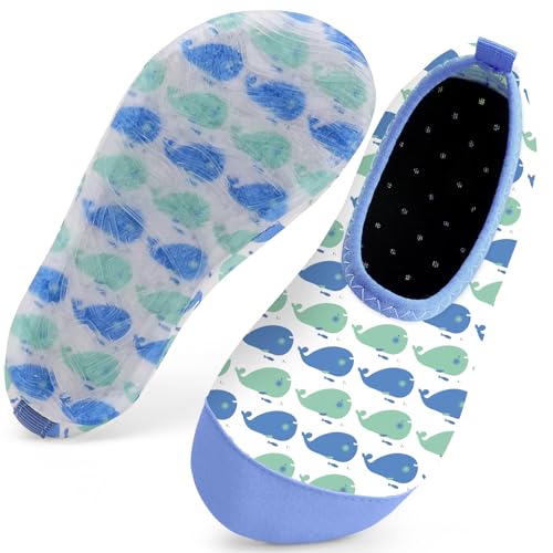 Kinder Badeschuhe Schwimmschuhe Wasserschuhe Mädchen Baby Strandschuhe Aquaschuhe Schnell Trocknend für Beach Pool(Walfisch Blau18/19) von WateLves