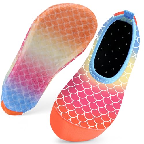 Kinder Badeschuhe Schwimmschuhe Wasserschuhe Mädchen Baby Strandschuhe Aquaschuhe Schnell Trocknend für Beach Pool(Yulin Rosa26/27) von WateLves