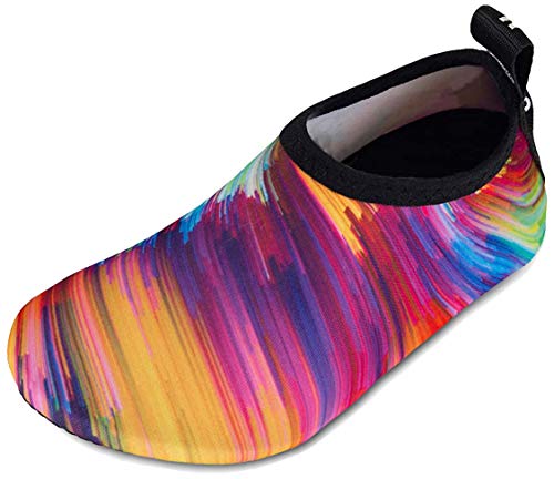 Kinder Badeschuhe Wasserschuhe Strandschuhe Mädchen Junge Schwimmschuhe Barfußschuhe rutschfeste Surfschuhe Sportschuhe Kleinkind Schwimmbad(Colorful,22/23 EU) von WateLves