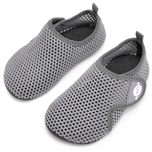 Kinder Badeschuhe Wasserschuhe Strandschuhe Mädchen Junge Schwimmschuhe Barfußschuhe rutschfeste Surfschuhe Sportschuhe Kleinkind Schwimmbad(200.grau,18/19 EU) von WateLves