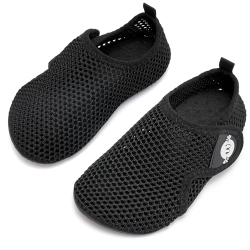 Kinder Badeschuhe Wasserschuhe Strandschuhe Mädchen Junge Schwimmschuhe Barfußschuhe rutschfeste Surfschuhe Sportschuhe Kleinkind Schwimmbad(200.schwarz,18/19 EU) von WateLves