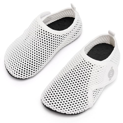 Kinder Badeschuhe Wasserschuhe Strandschuhe Mädchen Junge Schwimmschuhe Barfußschuhe rutschfeste Surfschuhe Sportschuhe Kleinkind Schwimmbad(200.weiß,26/27 EU) von WateLves
