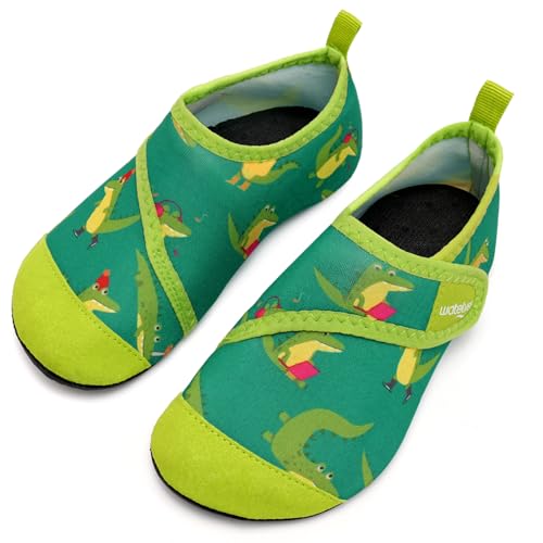 Kinder Badeschuhe Wasserschuhe Strandschuhe Mädchen Junge Schwimmschuhe Barfußschuhe rutschfeste Surfschuhe Sportschuhe Kleinkind Schwimmbad(220.XKL grün,22/23 EU) von WateLves