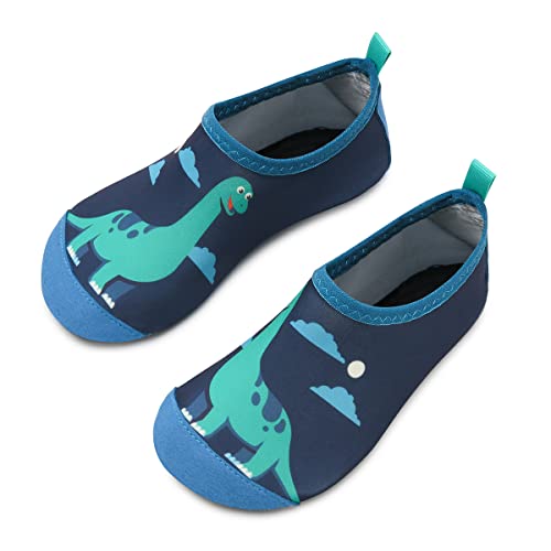 Kinder Badeschuhe Wasserschuhe Strandschuhe Mädchen Junge Schwimmschuhe Barfußschuhe rutschfeste Surfschuhe Sportschuhe Kleinkind Schwimmbad(Cloudy Dinosaur,24/25 EU) von WateLves