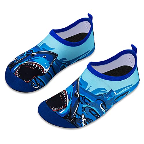 Kinder Badeschuhe Wasserschuhe Strandschuhe Mädchen Junge Schwimmschuhe Barfußschuhe rutschfeste Surfschuhe Sportschuhe Kleinkind Schwimmbad(Big Shark,28/29 EU) von WateLves