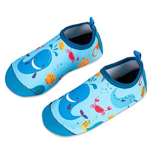 Kinder Badeschuhe Wasserschuhe Strandschuhe Mädchen Junge Schwimmschuhe Barfußschuhe rutschfeste Surfschuhe Sportschuhe Kleinkind Schwimmbad(Blue.Whale,20/21 EU) von WateLves