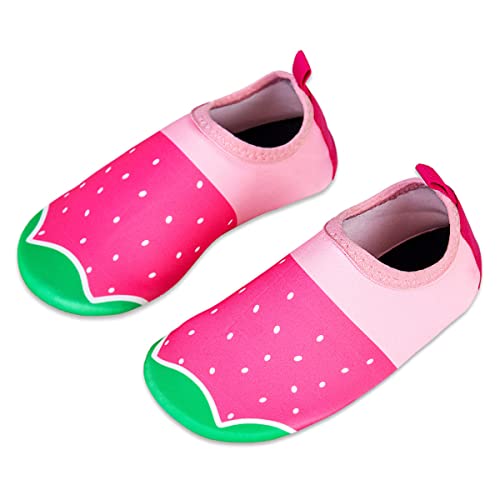 Kinder Badeschuhe Wasserschuhe Strandschuhe Mädchen Junge Schwimmschuhe Barfußschuhe rutschfeste Surfschuhe Sportschuhe Kleinkind Schwimmbad(Strawberry,22/23 EU) von WateLves