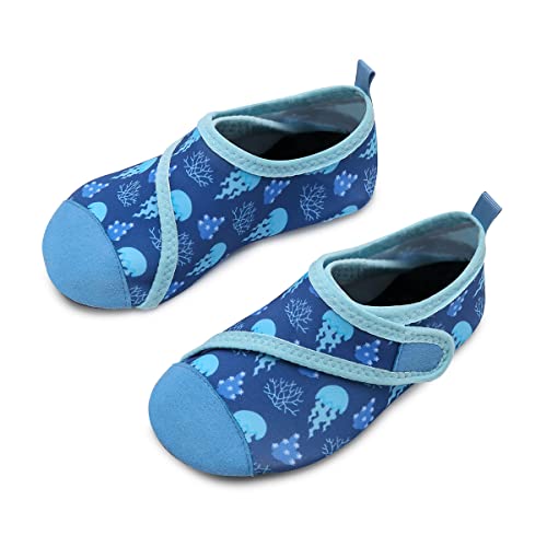 Kinder Badeschuhe Wasserschuhe Strandschuhe Mädchen Junge Schwimmschuhe Barfußschuhe rutschfeste Surfschuhe Sportschuhe Kleinkind Schwimmbad(Jellyfish Blue,20/21 EU) von WateLves