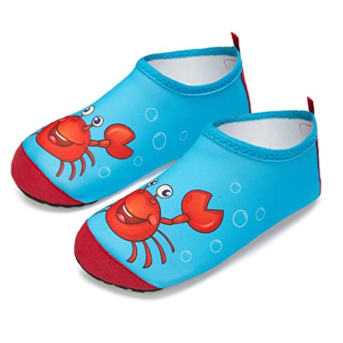 Kinder Badeschuhe Wasserschuhe Strandschuhe Mädchen Junge Schwimmschuhe Barfußschuhe rutschfeste Surfschuhe Sportschuhe Kleinkind Schwimmbad(Red.Crab,22/23 EU) von WateLves