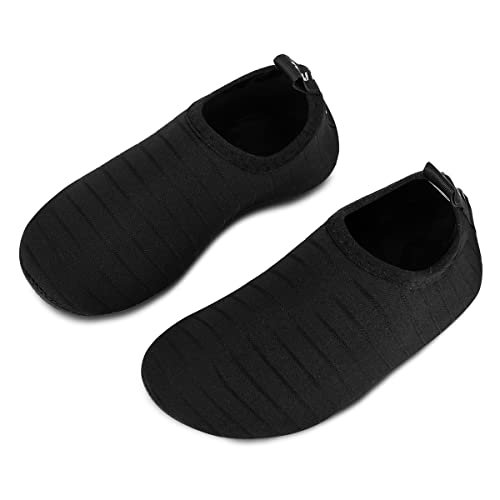 Kinder Badeschuhe Wasserschuhe Strandschuhe Mädchen Junge Schwimmschuhe Barfußschuhe rutschfeste Surfschuhe Sportschuhe Kleinkind Schwimmbad(tw.Black,32/33 EU) von WateLves