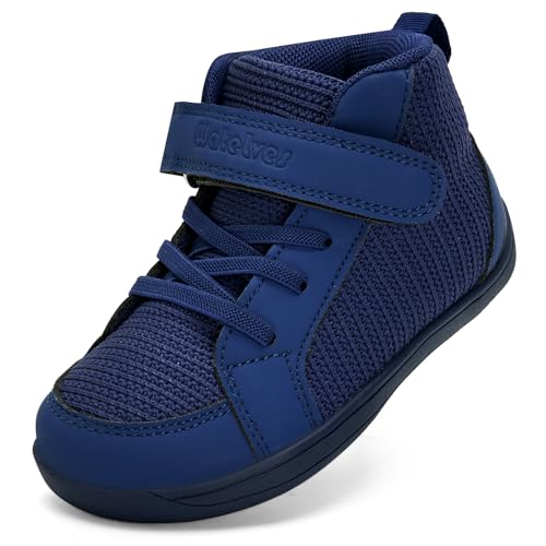 Kinder Barfußschuhe Barfuß Sneaker Hausschuhe Breite Junge Mädchen Wanderschuhe Traillauf Barefoot Shoes Winterschuhe Hight Top (Blau, 27EU) von WateLves