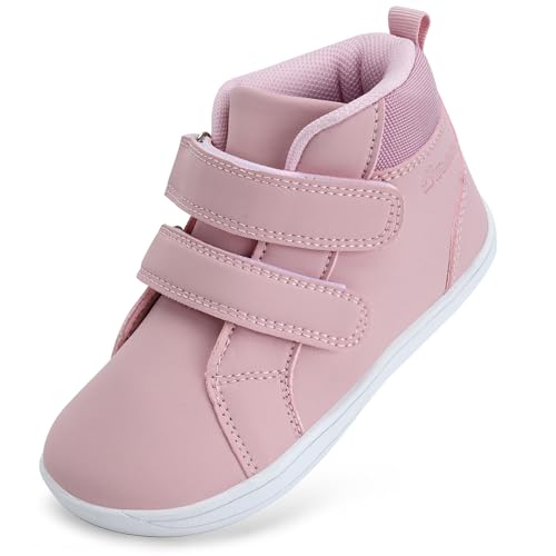Kinder Barfußschuhe Barfuß Sneaker Hausschuhe Breite Junge Mädchen Wanderschuhe Traillauf Barefoot Shoes Winterschuhe Hight Top (Rosa, 26EU) von WateLves