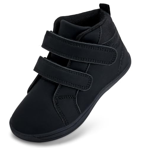 Kinder Barfußschuhe Barfuß Sneaker Hausschuhe Breite Junge Mädchen Wanderschuhe Traillauf Barefoot Shoes Winterschuhe Hight Top (Schwarz, 29EU) von WateLves