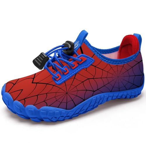 BarfußSchuhe Kinder Wasserschuhe Aquaschuhe Jungen Schwimmschuhe Schnell Trocknend Strandschuhe rutschfest Badeschuhe（Cobweb 30EU von WateLves