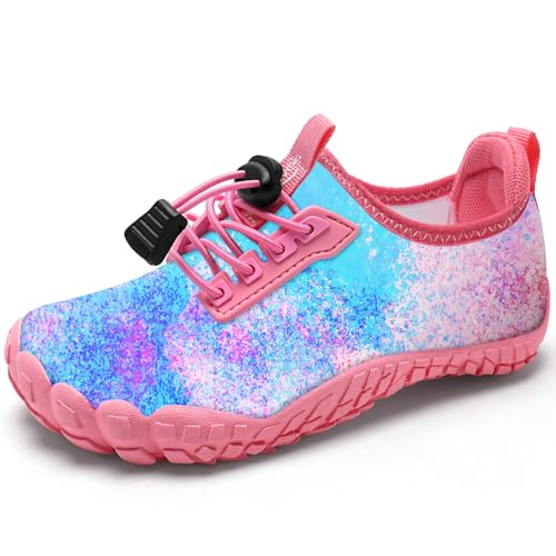 BarfußSchuhe Kinder Wasserschuhe Aquaschuhe Jungen Schwimmschuhe Schnell Trocknend Strandschuhe rutschfest Badeschuhe（Rosa Blau 29EU von WateLves