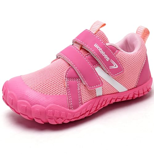 WateLves Barfußschuhe Kinder Barfussschuhe mit Klettverschluss Mädchen Atmungsaktiv(Rosa 35EU) von WateLves