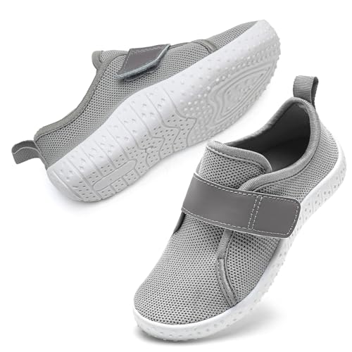 Kinder Wasserschuhe Aquaschuhe Jungen Schwimmschuhe rutschfest Strandschuhe Klettverschluss Barfussschuhe(Grau 22EU) von WateLves