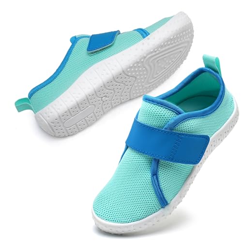 Kinder Wasserschuhe Aquaschuhe Jungen Schwimmschuhe rutschfest Strandschuhe Klettverschluss Barfussschuhe(Türkis 30EU) von WateLves