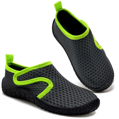 Kinder Wasserschuhe Jungen Badeschuhe Aquaschuhe Schwimmschuhe Strandschuhe rutschfeste Schuhe Schnell Trocknend(Dunkelgrau 25EU) von WateLves