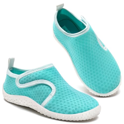 Kinder Wasserschuhe Mädchen Badeschuhe Aquaschuhe Schwimmschuhe Strandschuhe rutschfeste Schuhe Schnell Trocknend（Türkis 22EU） von WateLves