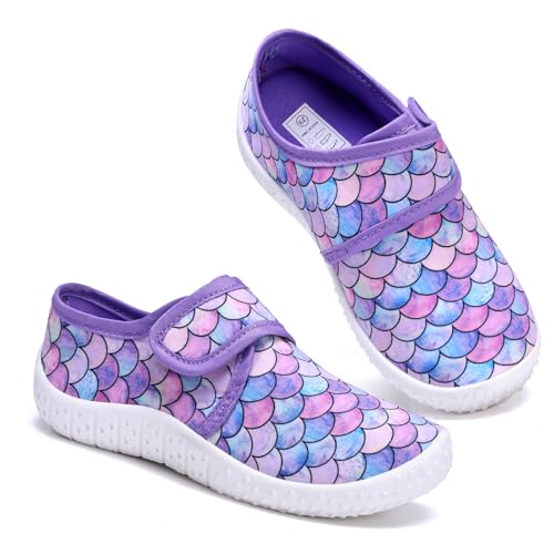 Kinder Wasserschuhe Mädchen Badeschuhe Aquaschuhe Schwimmschuhe Strandschuhe rutschfeste Schuhe Schnell Trocknend（Violett 25EU） von WateLves