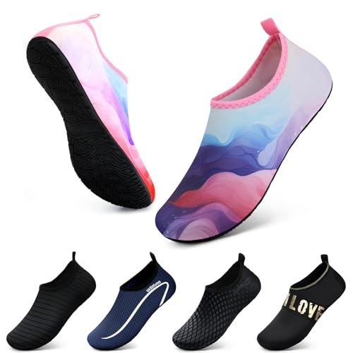 WateLves Wasserschuhe Badeschuhe Damen Herren Aquaschuhe Strandschuhe Schnell Trocknend Slip on Breathable Surfschuhe Unisex Schwimmschuhe für Beach Pool Surfen Yoga Farbenfroh 38/39 von WateLves