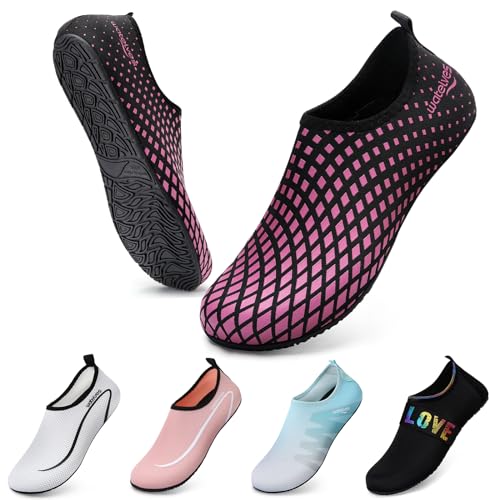 WateLves Wasserschuhe Badeschuhe Damen Herren Aquaschuhe Strandschuhe Schnell Trocknend Slip on Breathable Surfschuhe Unisex Schwimmschuhe für Beach Pool Surfen Yoga Quadratisch Rose Rot 36/37 von WateLves