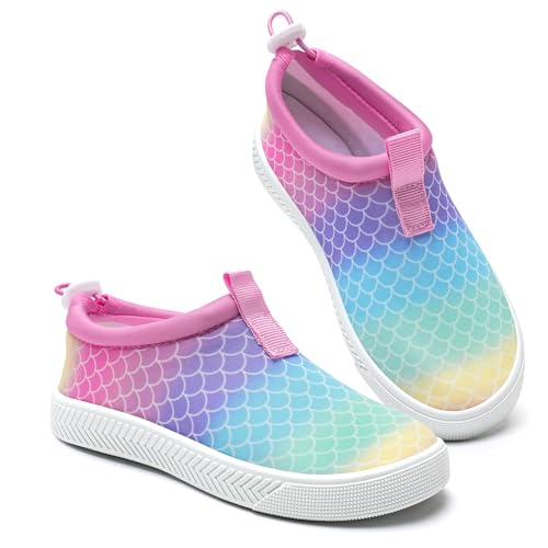 Wasserschuhe Kinder Schwimmschuhe Badeschuhe Aquaschuhe Kleinkind Jungen Mädchen Strandschuhe für Pool Schnell Trocknen(Regenbogen Größe 35) von WateLves