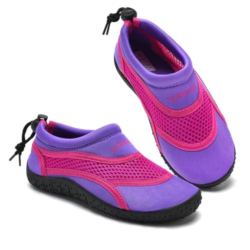 Wasserschuhe Kinder Mädchen Badeschuhe Kleinkind Schwimmschuhe Strandschuhe Aquaschuhe(Lila,Größe 22) von WateLves