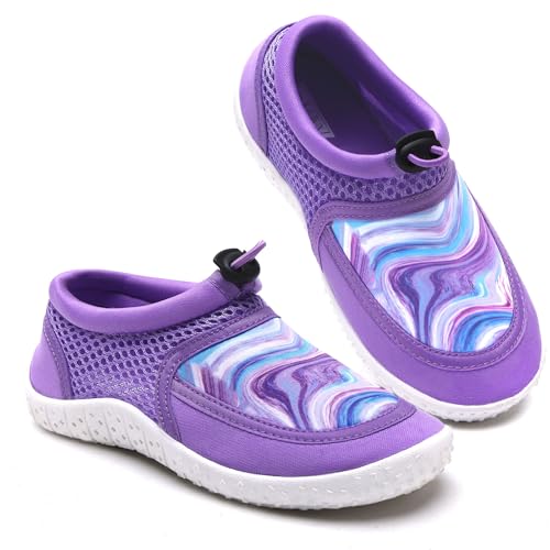 Wasserschuhe Kinder Mädchen Badeschuhe Kleinkind Schwimmschuhe Strandschuhe Aquaschuhe(Violett LiuLi,33) von WateLves