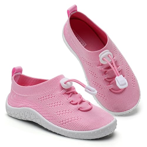 Wasserschuhe Kinder Schwimmschuhe Mädchen BarfußSchuhe Schnell Trocknend Strandschuhe Wassersports rutschfest(Rosa 29EU) von WateLves