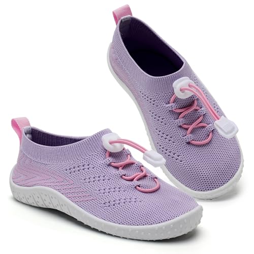 Wasserschuhe Kinder Schwimmschuhe Mädchen BarfußSchuhe Schnell Trocknend Strandschuhe Wassersports rutschfest(Violett 30EU) von WateLves