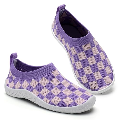 Wasserschuhe Kinder Schwimmschuhe Mädchen BarfußSchuhe Schnell Trocknend Strandschuhe Wassersports rutschfest(Violett Weiß 25EU) von WateLves