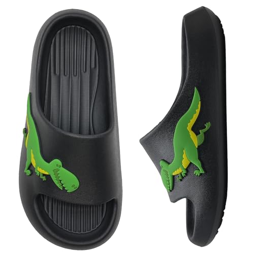 WateLves Badelatschen Kinder Badeschlappen Mädchen Jungen Dusch Badeschuhe Strand Hausschuhe Weiche Dicke Sohle rutschfest Schlappen für Drinnen und Draußen(Dinosaurier 30/31EU) von WateLves