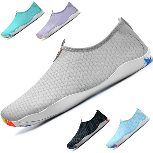WateLves Badeschuhe Damen Herren Wasserschuhe Schwimmschuhe Strandschuhe Aquaschuhe Schnell Trocknend Surfschuhe Unisex Sommer(Grau 42) von WateLves