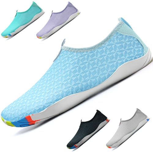 WateLves Badeschuhe Damen Herren Wasserschuhe Schwimmschuhe Strandschuhe Aquaschuhe Schnell Trocknend Surfschuhe Unisex Sommer(Hellblau 41) von WateLves