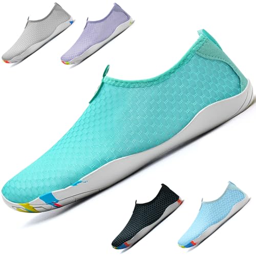 WateLves Badeschuhe Damen Herren Wasserschuhe Schwimmschuhe Strandschuhe Aquaschuhe Schnell Trocknend Surfschuhe Unisex Sommer(Mondgrün 41) von WateLves